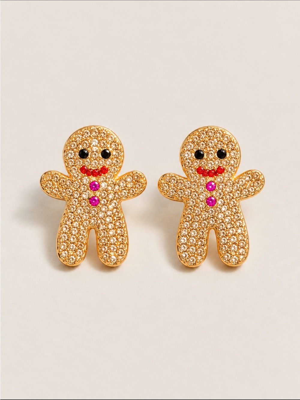 New! Gingerbread Man Rhinestone Post Statement Earrings NWOT